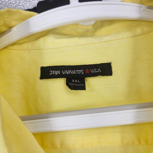 John Varvatos Mens Shirt Yellow Cotton Button Down Long Sleeve Lightweight XXL - Picture 3 of 5